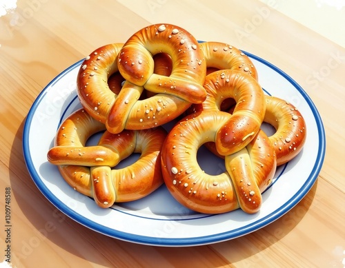 Delicious Freshly Baked Pretzels on a Plate