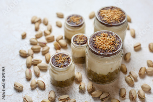 Canvas Print Trendy dessert dubai chocolate magnolia.