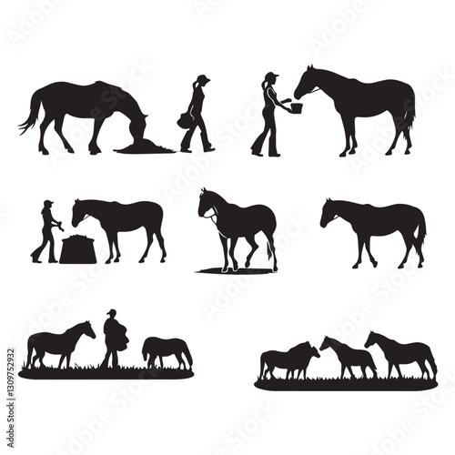 Horse Racing Ico Horse Icon Setsilhouette horse running, collection