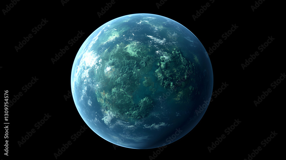 Obraz premium Alien planet with lush greenery and clouds