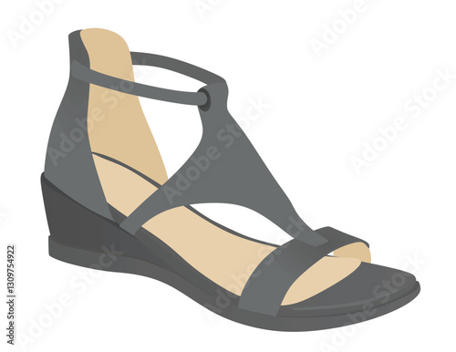  Grey high  heel sandal. vector illustration