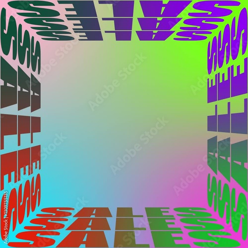 Vibrant colorful modern sales background template for social media. Square video discount advertisement with text and copy space. Digital trippy rainbow colors promotion design HD 4K.