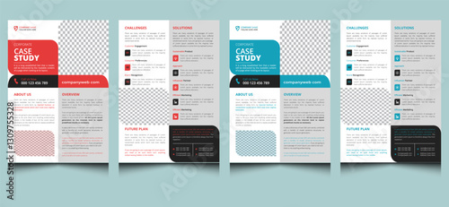 Simple elegant clean editable creative modern corporate professional company minimalist business 
 report marketing blue red case study layout template design.