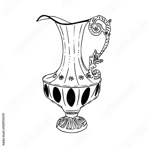 ornate pitcher outline drawing