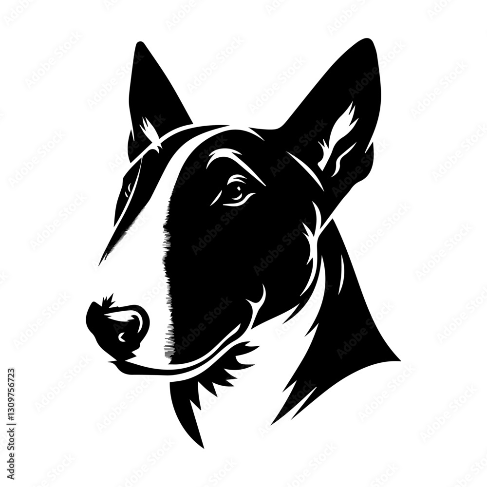 Obraz premium Bull Terrier's head is a black and white logo. EPS vector graphics.