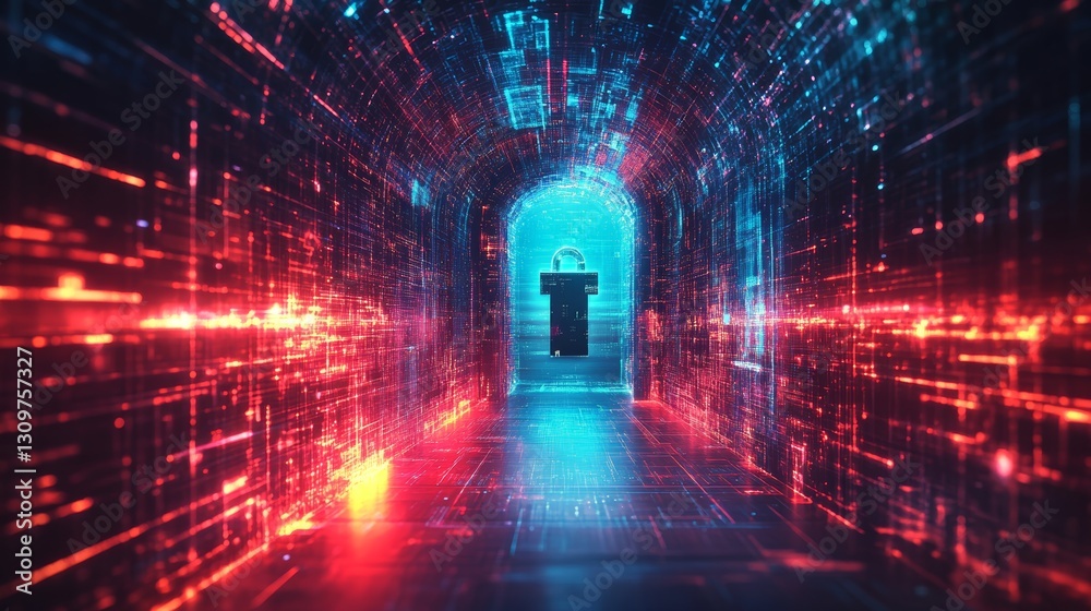 Obraz premium Secure Digital Gateway Cyber Security and Data Protection Concept