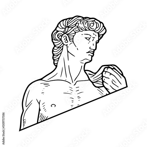 David sculpture - cartoon vector illustration