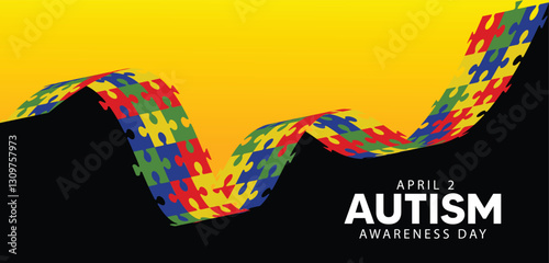 World Autism Awareness Day 2 April ribbon vector poster
