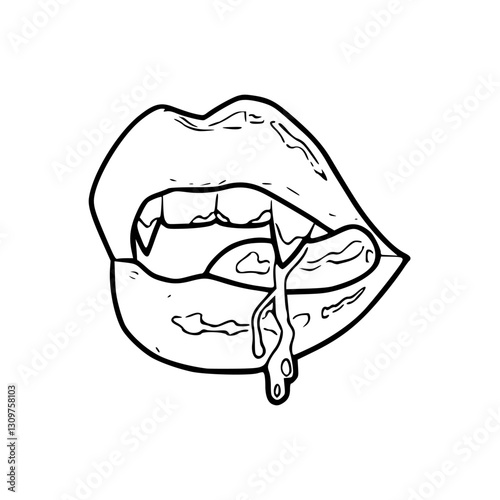 vampire lips - dripping blood vector art