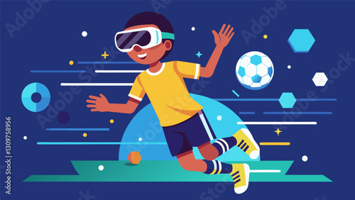 The VR Football Skills Academy creates a truly immersive and engaging learning environment making training sessions more enjoyable and effective for. Vector illustration