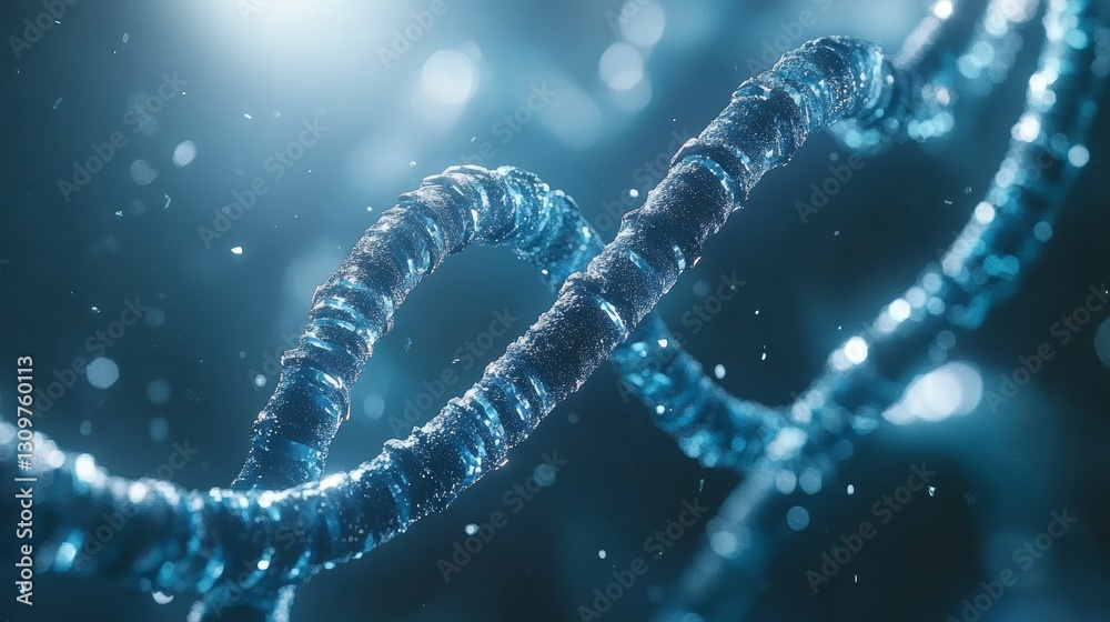 Abstract DNA Double Helix Structure - Glowing Blue Genetic Code Abstract DNA Double Helix Structure - Glowing Blue Genetic Code