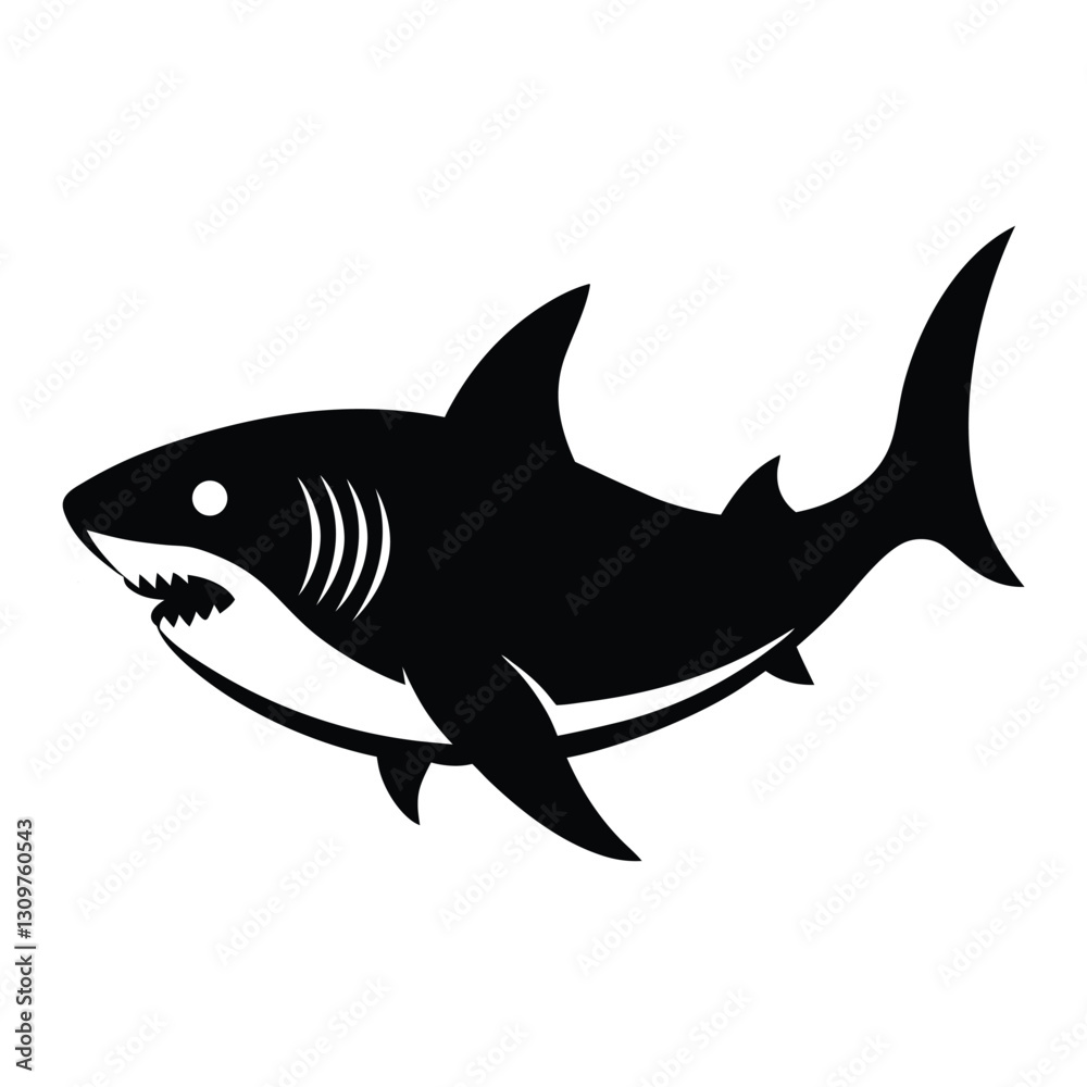 Shark silhouette icon for logos, branding, and design projects Shark silhouette icon for logos, branding, and design projects