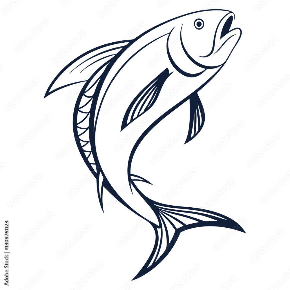 Naklejka premium silhouette fish image on white background