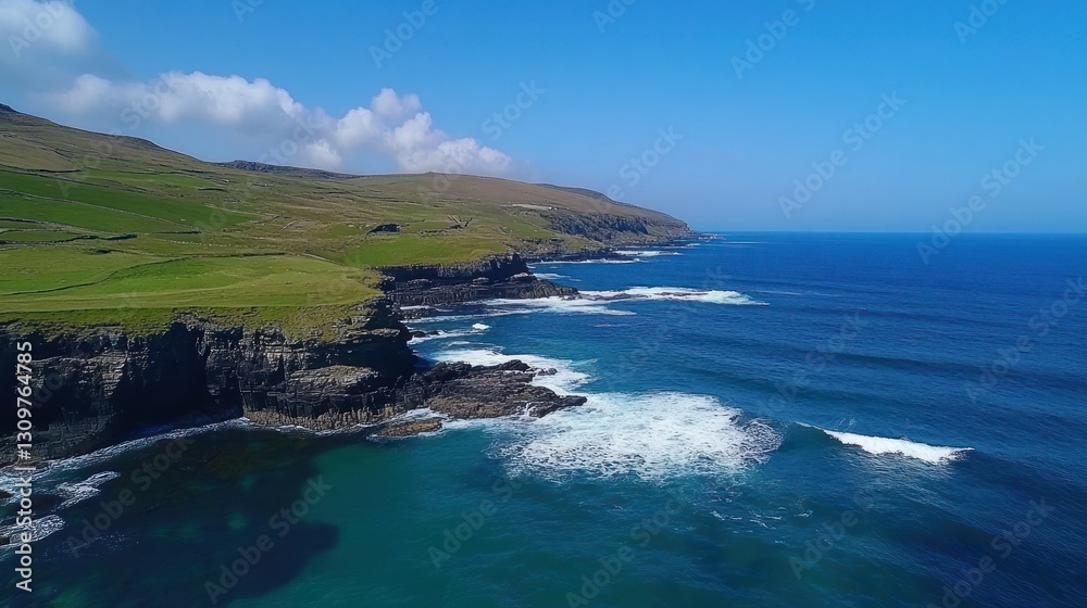 Fototapeta premium Irish Coastline Cliffs and Waves