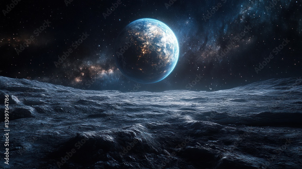 Fototapeta premium Earthrise from the Moon: A Celestial View