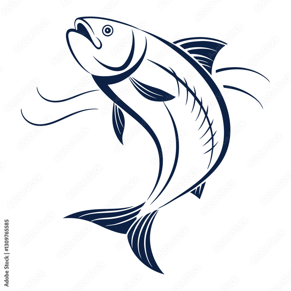 Fototapeta premium silhouette fish image on white background
