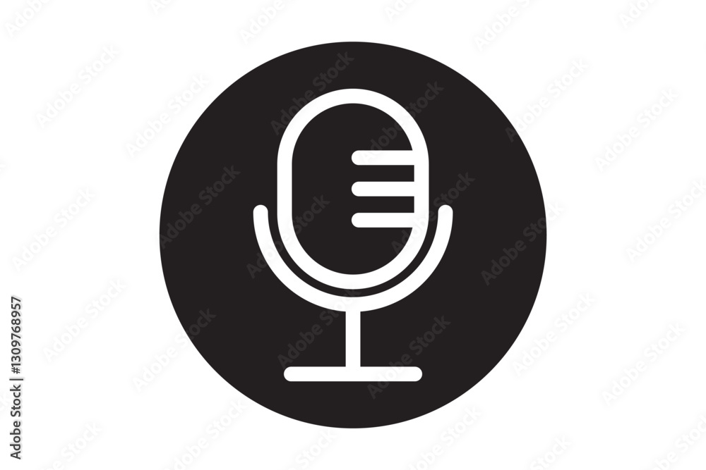 Microphone icons set in black filled and stroke line style Microphone icons set in black filled and stroke line style
