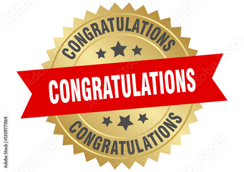 congratulations. congratulations round red and gold label isolated on transparent background