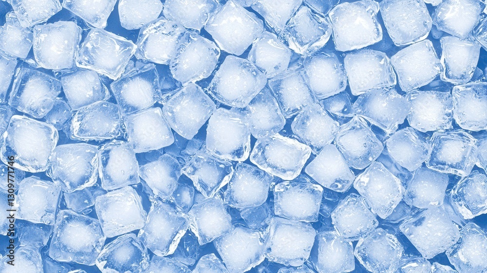 Fresh Ice Cubes Spread on Light Blue Surface Background Fresh Ice Cubes Spread on Light Blue Surface Background