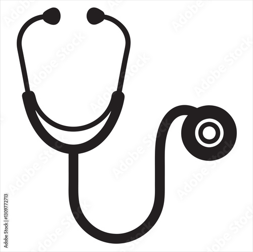 stethoscope black silhouette vector Background white