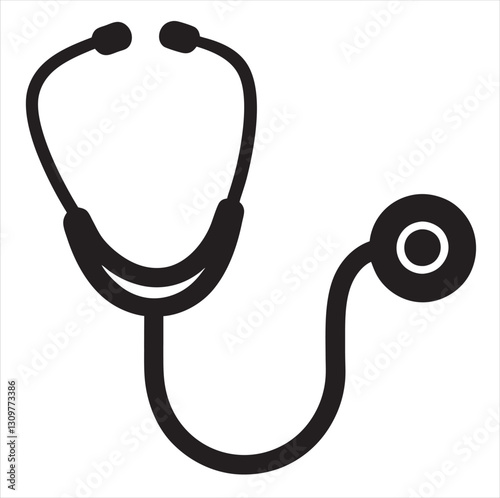 stethoscope black silhouette vector Background white