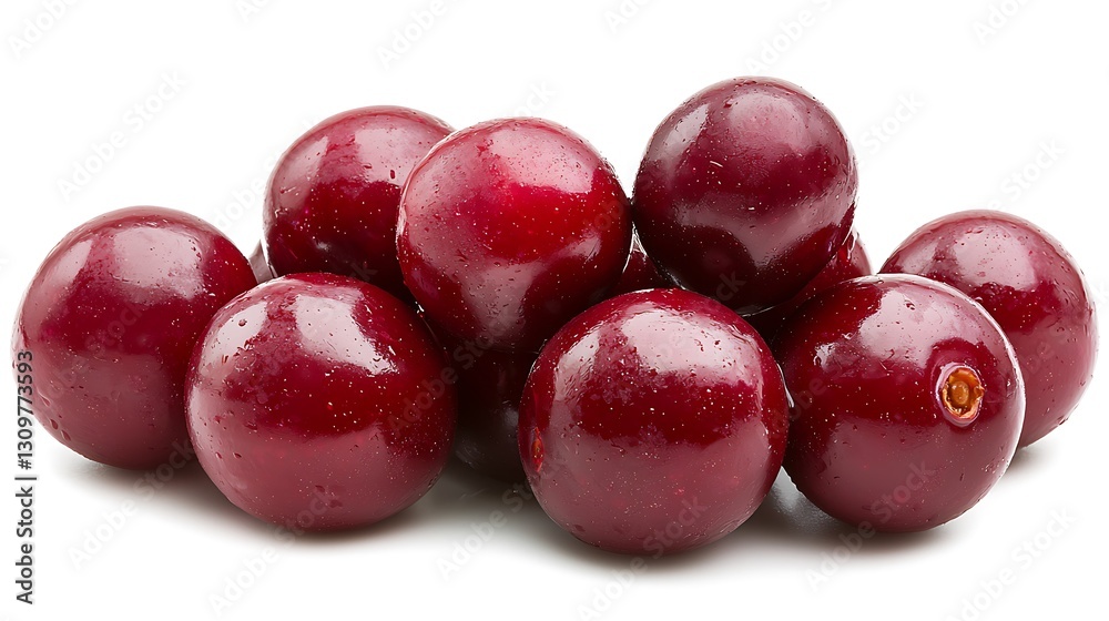 Heap of cherries on white shows freshness for smoothie or pie recipe Heap of cherries on white shows freshness for smoothie or pie recipe