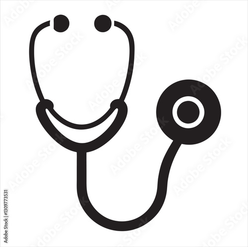 stethoscope black silhouette vector Background white
