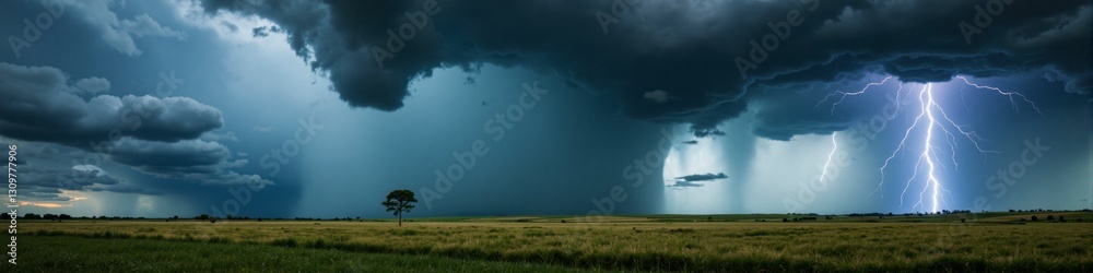 A stormy sky with three bolts of lightning A stormy sky with three bolts of lightning