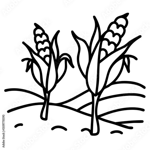 sustainability Agrotourism doodle line art. a cornfield clipart farming .