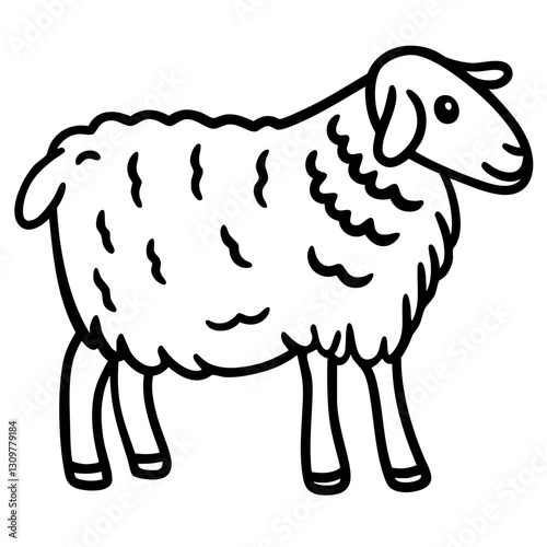 sustainability Agrotourism doodle line art. a sheep clipart livestock animal.