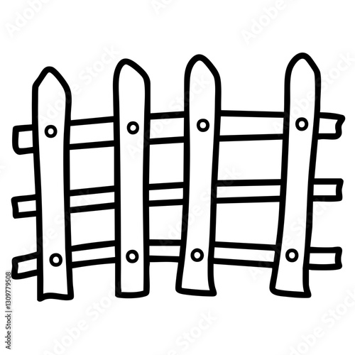sustainability Agrotourism doodle line art. a wooden fence clipart farm boundary.