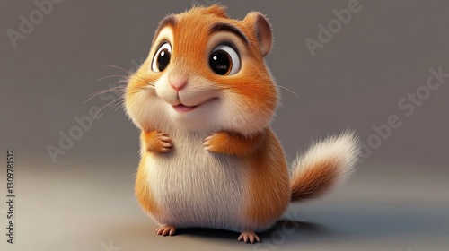 A Cute Cartoonish Rodent Posed and Displaying a Friendly Expression photo