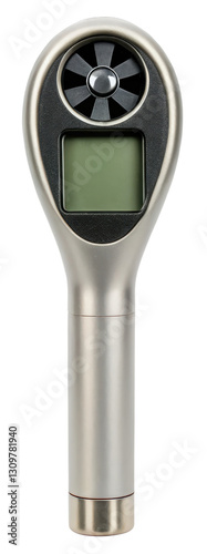 A handheld anemometer measures wind speed with precision on a transparent background