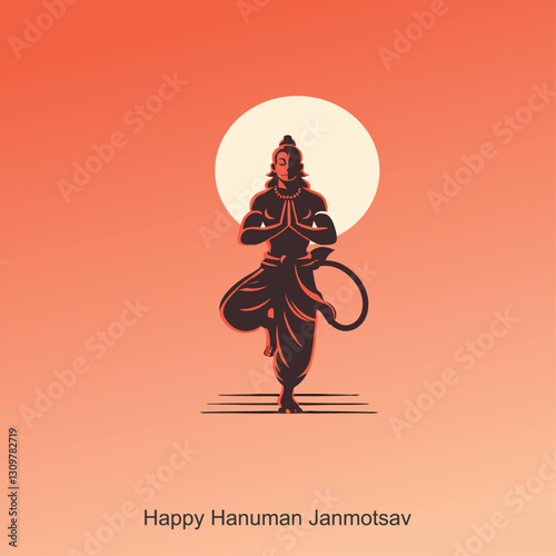 "Shree Hanuman Jayanti" Calligraphy in Marathi and Hindi means "Happy Hanuman Jayanti" festival of India with lord Hanuman Vector Illustration banner design template