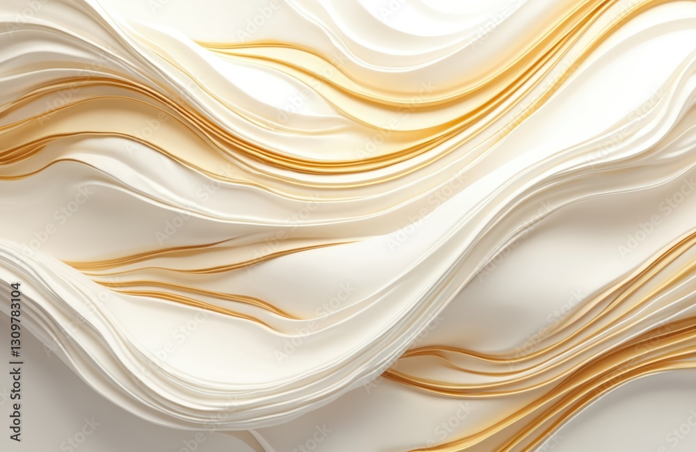 Illustration of texture abstraction background with wave pattern. Design wallpaper art in light gold, white, smooth gradient liquid material. Modern elegant curves decorative cover. Illustration of texture abstraction background with wave pattern. Design wallpaper art in light gold, white, smooth gradient liquid material. Modern elegant curves decorative cover.