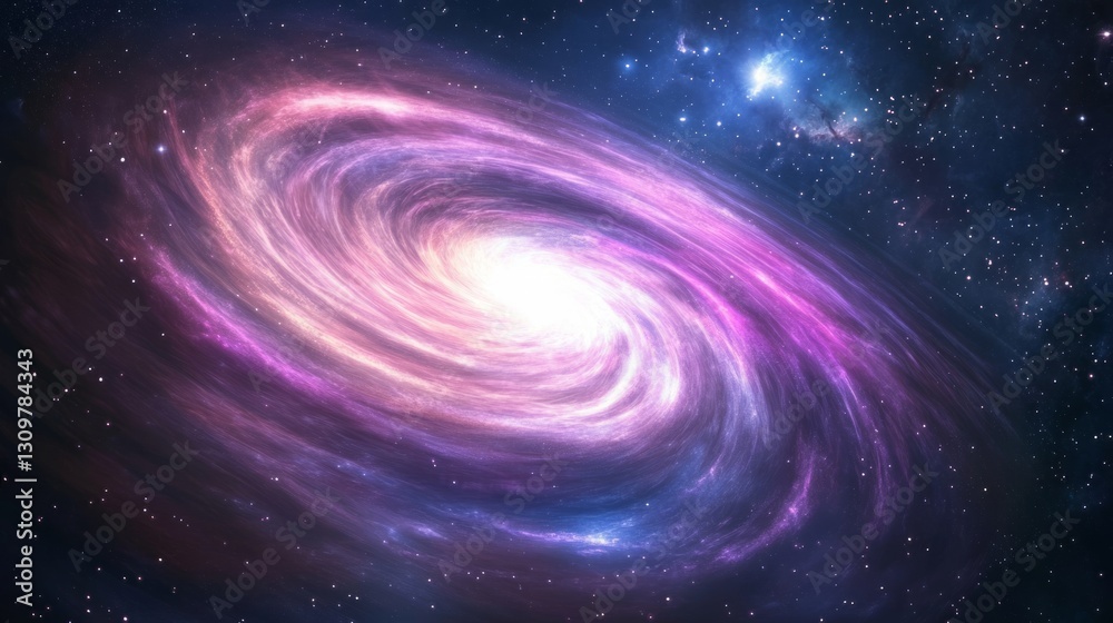 Fototapeta premium Beautiful Spiral Galaxy with Bright Stars and Cosmic Clouds