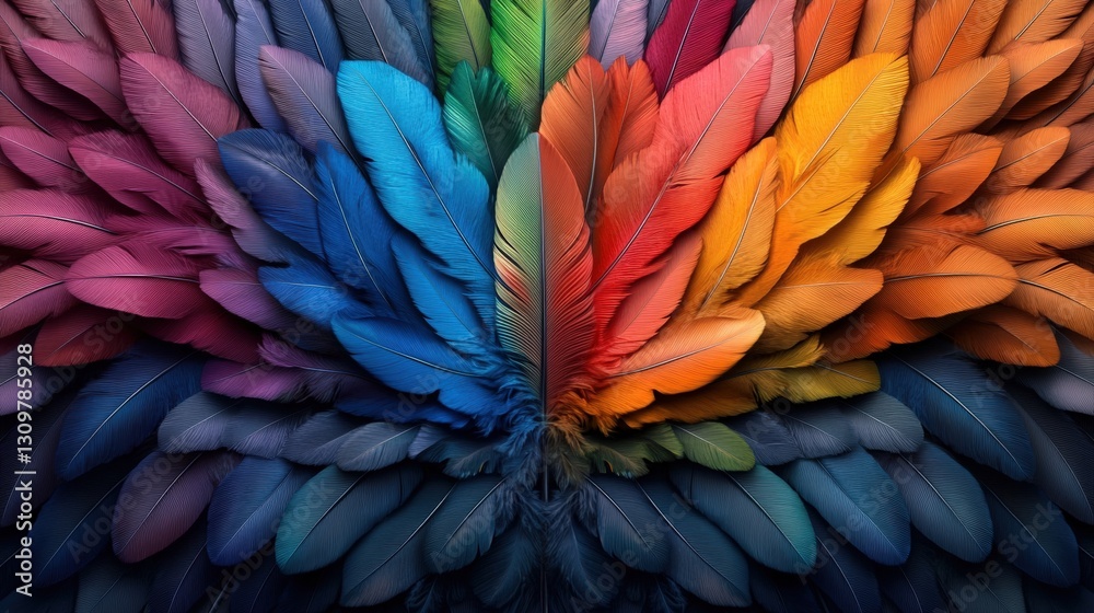 Fototapeta premium A collection of colorful feathers displayed on a clean background highlighting their unique textures and shades