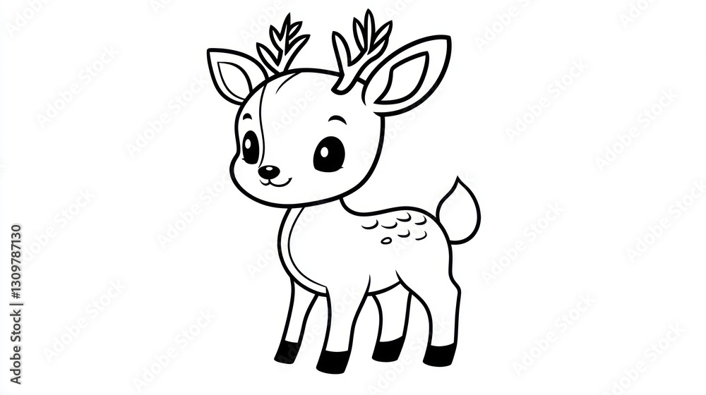 An adorable cartoon fawn with small antlers and a smiling expression An adorable cartoon fawn with small antlers and a smiling expression