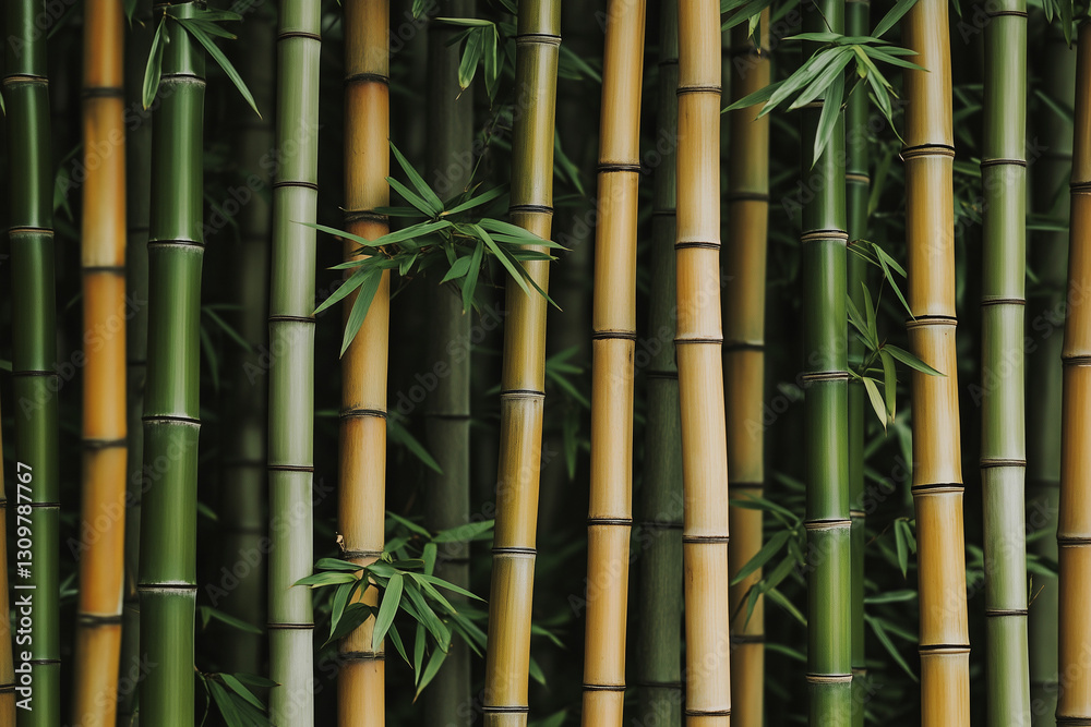 Fototapeta premium Bamboo forest background, Selective focus deep dark bamboo forest.