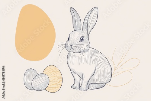 Easter bunny with eggs illustration