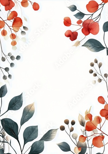 Vibrant Floral Pattern With Orange and Red Flowers on Light Background for De...