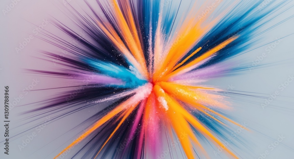 Obraz premium Explosive color burst abstract art digital artwork creative space aerial view vivid imagination.