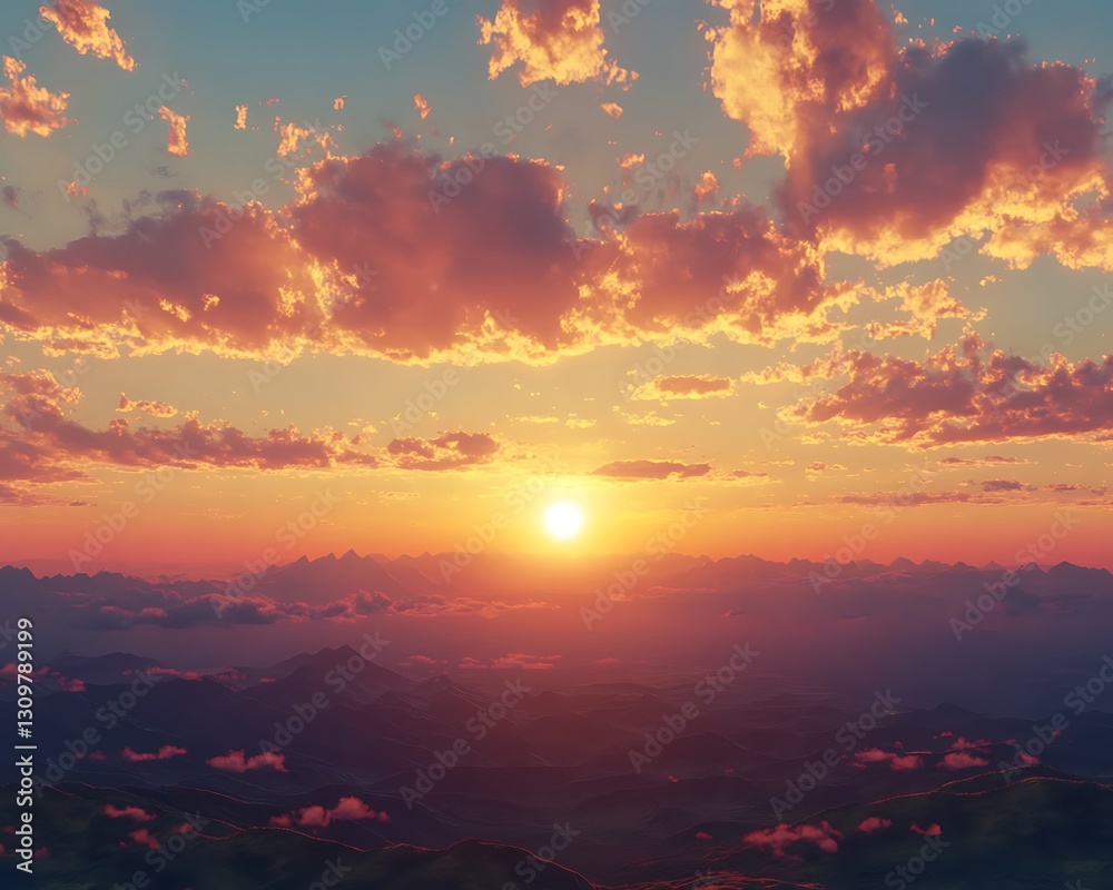 Fototapeta premium Mountain Sunset Sky Panorama