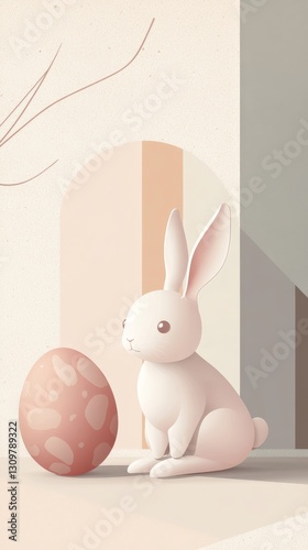 Easter bunny with egg illustration