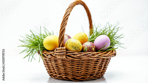 Rustic Wicker Basket PNG with Transparent Background for Easter Celebrations, Home Decor, and Digital Marketing Projects photo