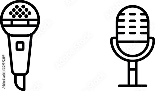 "Minimalist Microphone Vector Icon Representing Audio Recording and Communication"