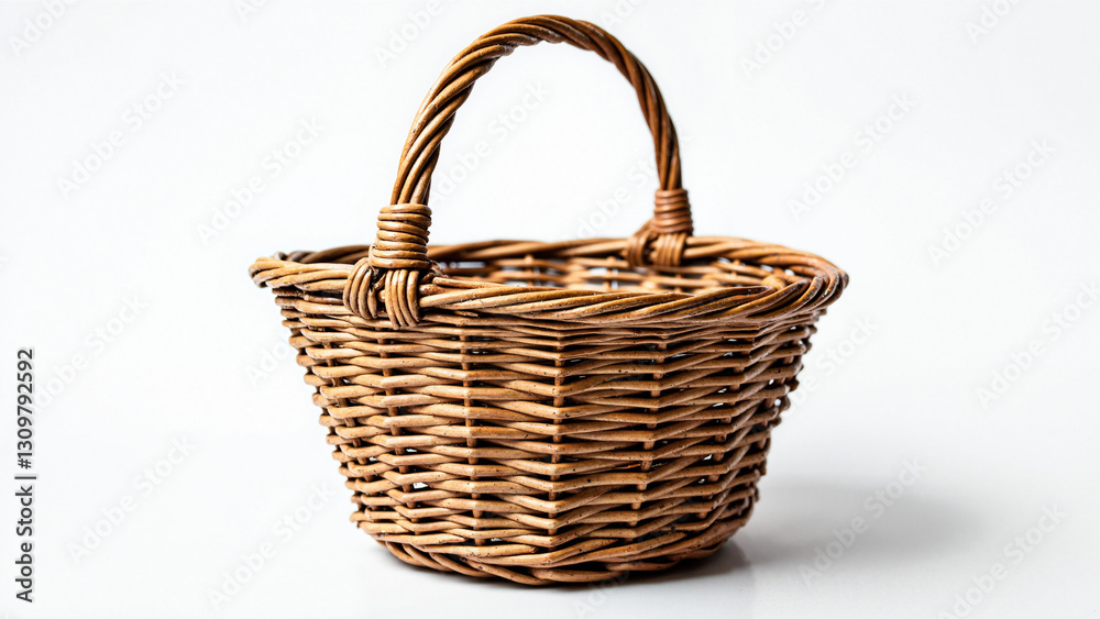 Elegant Empty Wicker Basket with Natural Rattan Weaves & Ergonomic Handles: Perfect for Easter Promotions, DIY Crafts, and Seasonal Decor Ads Elegant Empty Wicker Basket with Natural Rattan Weaves & Ergonomic Handles: Perfect for Easter Promotions, DIY Crafts, and Seasonal Decor Ads