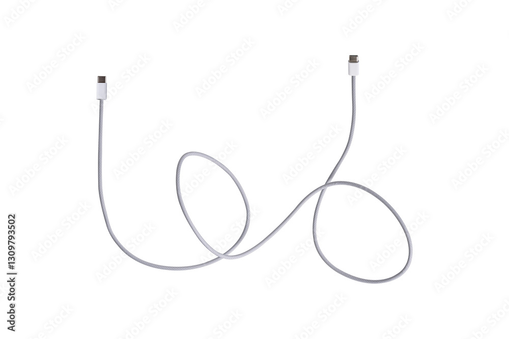 Obraz premium USB Type C cable isolated on transparent background.