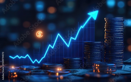 A financial concept depicting growth and currency market investment increase