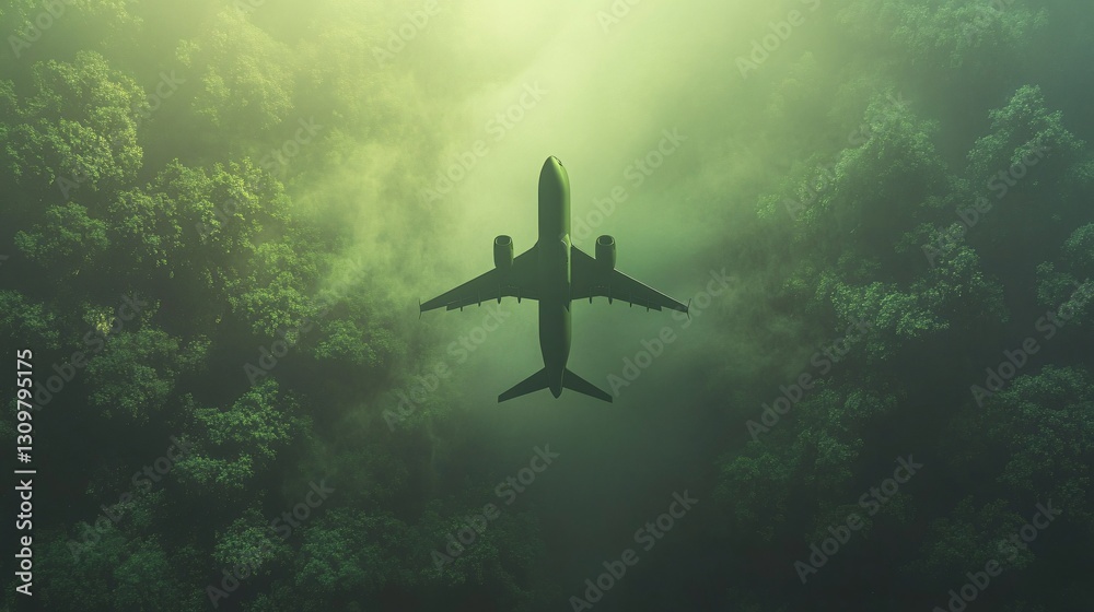Fototapeta premium Low flight over green deciduous forest